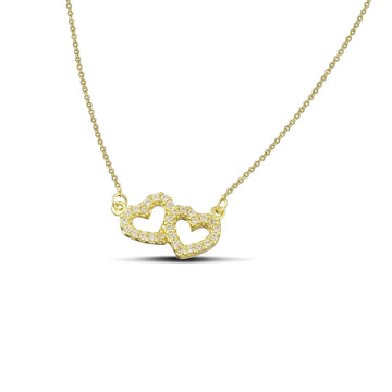 Χρυσό κολιέ Κ14 καρδιές με πέτρες